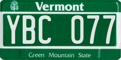 VT license plate YBC077