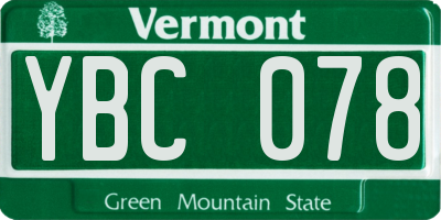VT license plate YBC078