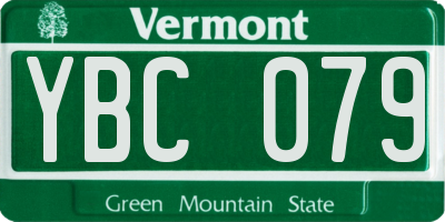 VT license plate YBC079