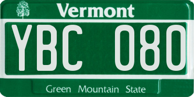 VT license plate YBC080