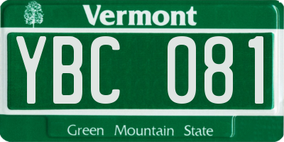 VT license plate YBC081