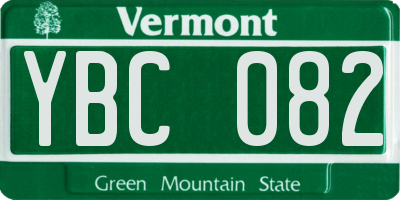 VT license plate YBC082