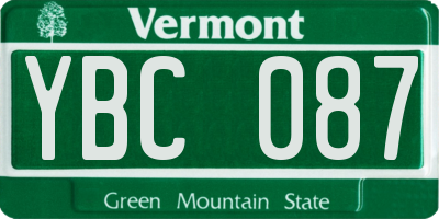 VT license plate YBC087