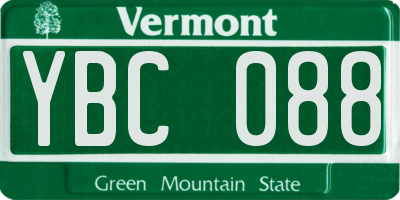 VT license plate YBC088