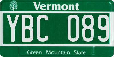 VT license plate YBC089