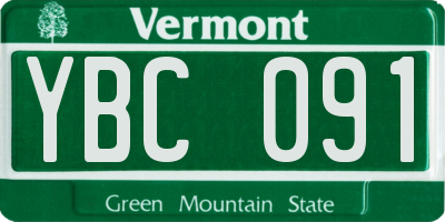 VT license plate YBC091