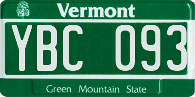 VT license plate YBC093