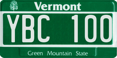 VT license plate YBC100
