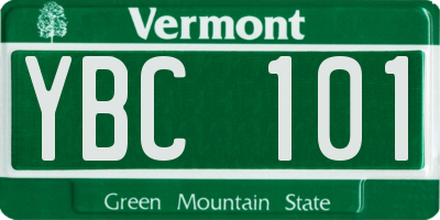 VT license plate YBC101