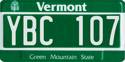 VT license plate YBC107