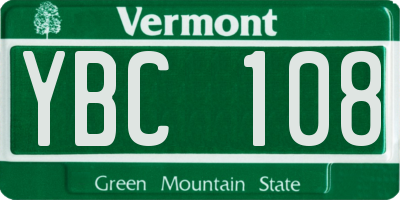 VT license plate YBC108