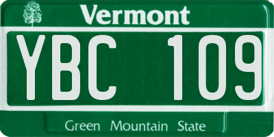 VT license plate YBC109