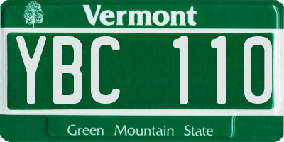 VT license plate YBC110