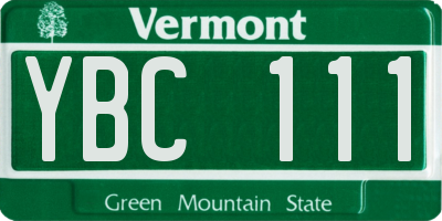VT license plate YBC111