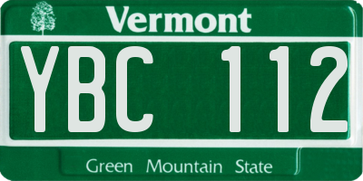 VT license plate YBC112