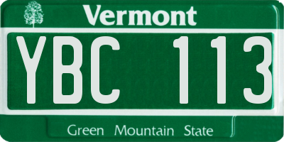 VT license plate YBC113