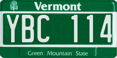 VT license plate YBC114