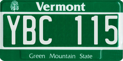 VT license plate YBC115