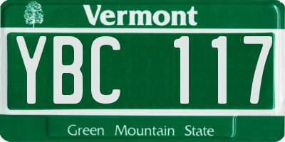 VT license plate YBC117