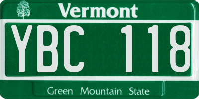 VT license plate YBC118