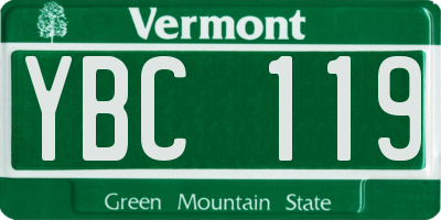 VT license plate YBC119