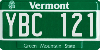 VT license plate YBC121