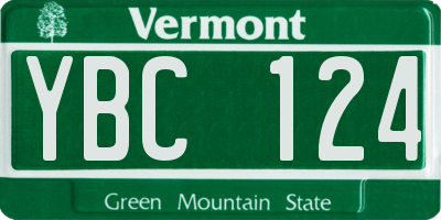VT license plate YBC124