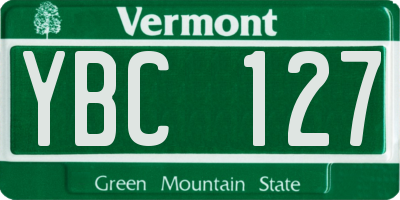 VT license plate YBC127