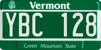 VT license plate YBC128
