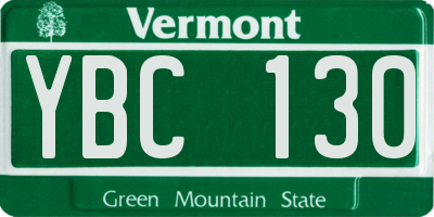 VT license plate YBC130