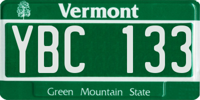 VT license plate YBC133