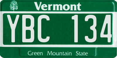 VT license plate YBC134
