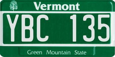VT license plate YBC135