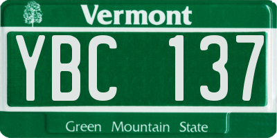 VT license plate YBC137