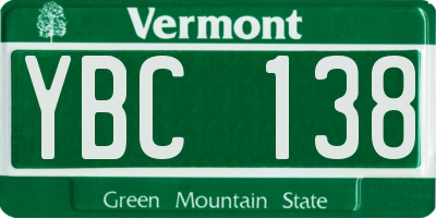 VT license plate YBC138