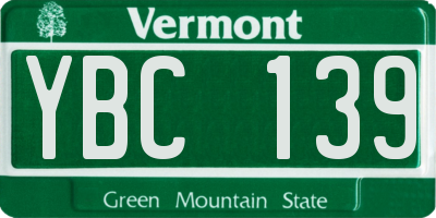 VT license plate YBC139