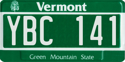VT license plate YBC141