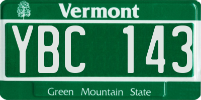 VT license plate YBC143