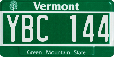 VT license plate YBC144