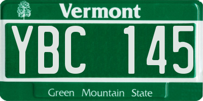 VT license plate YBC145