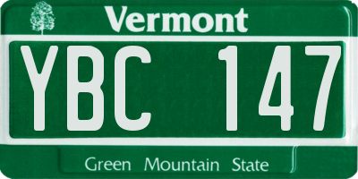 VT license plate YBC147