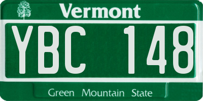 VT license plate YBC148