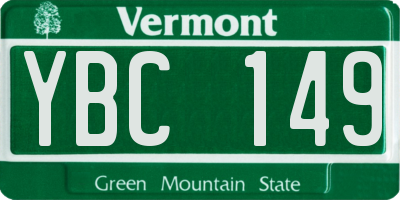 VT license plate YBC149