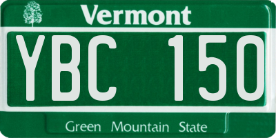 VT license plate YBC150