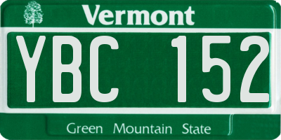 VT license plate YBC152