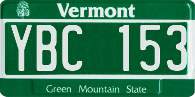VT license plate YBC153