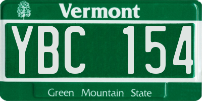 VT license plate YBC154