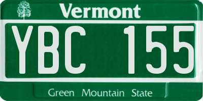 VT license plate YBC155