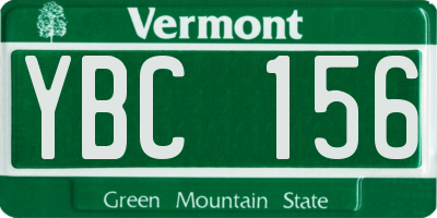 VT license plate YBC156