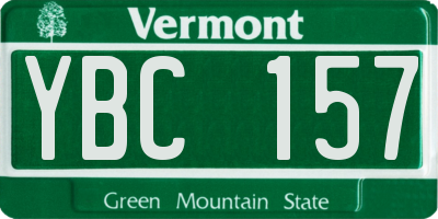 VT license plate YBC157